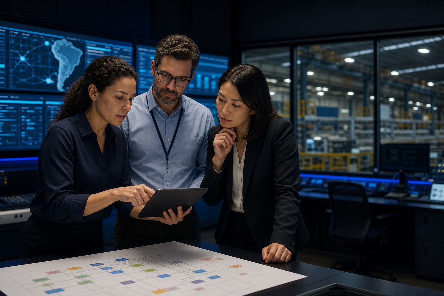 Equipe de operação, tecnologia e finanças analisa o custo de uma automação com agentes.